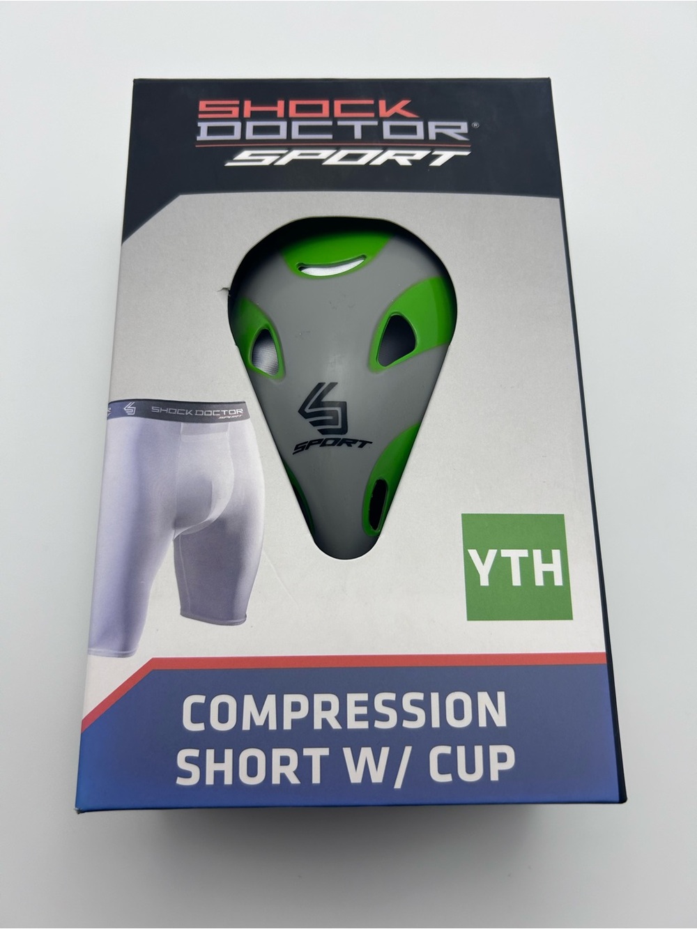 Shock Doctor Sport Youth Compression Short with Green Cup
